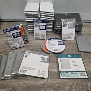 61 pcs bulk Commercial Electric Bell Blank Wall Plate Covers, Metal PVC, Assort
